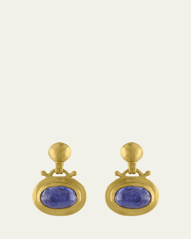 Tanzanite Bell Earrings Small 22K Gold 2 ct.